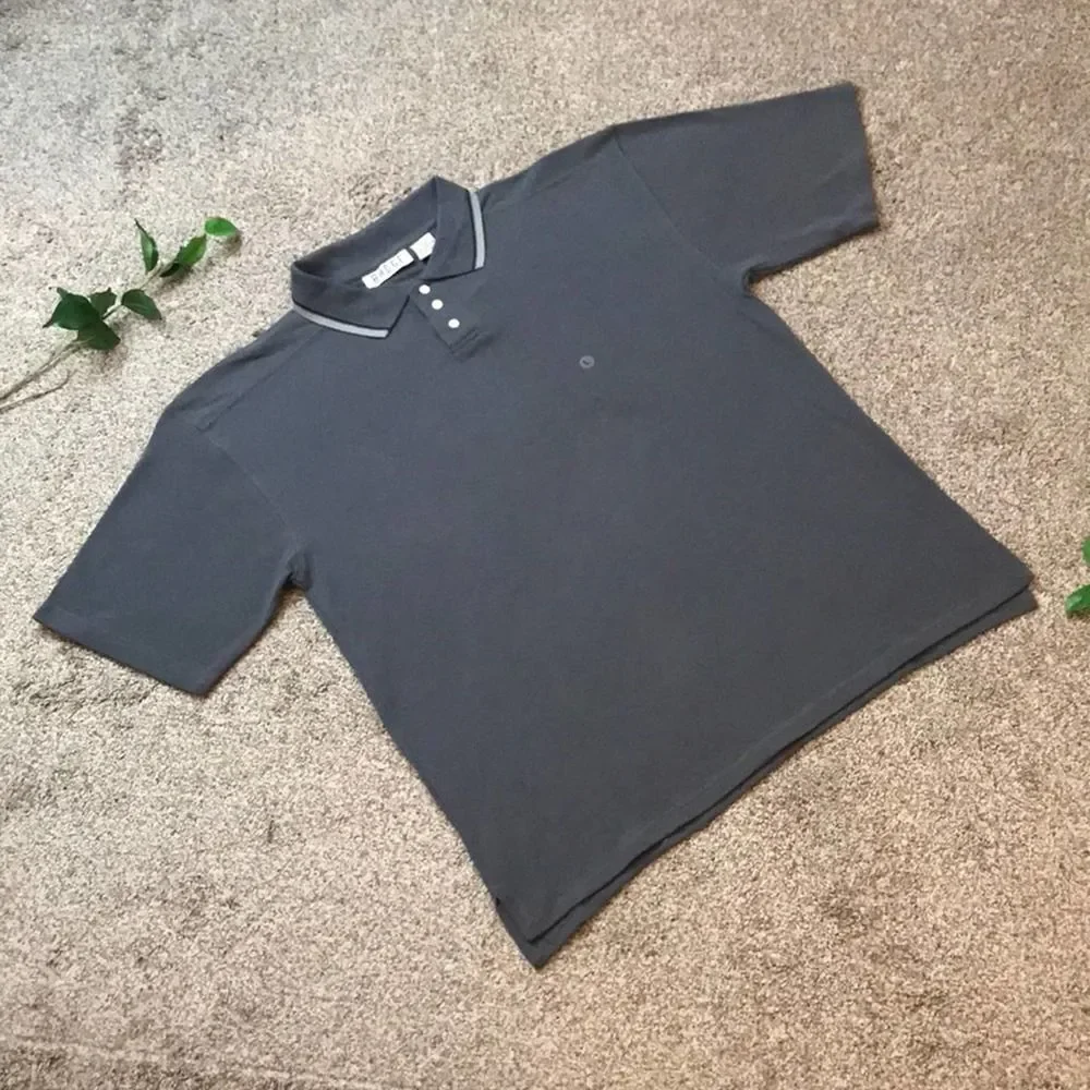 NWT Vintage 80s 90s Badge Gray Polo Shirt Sz Large